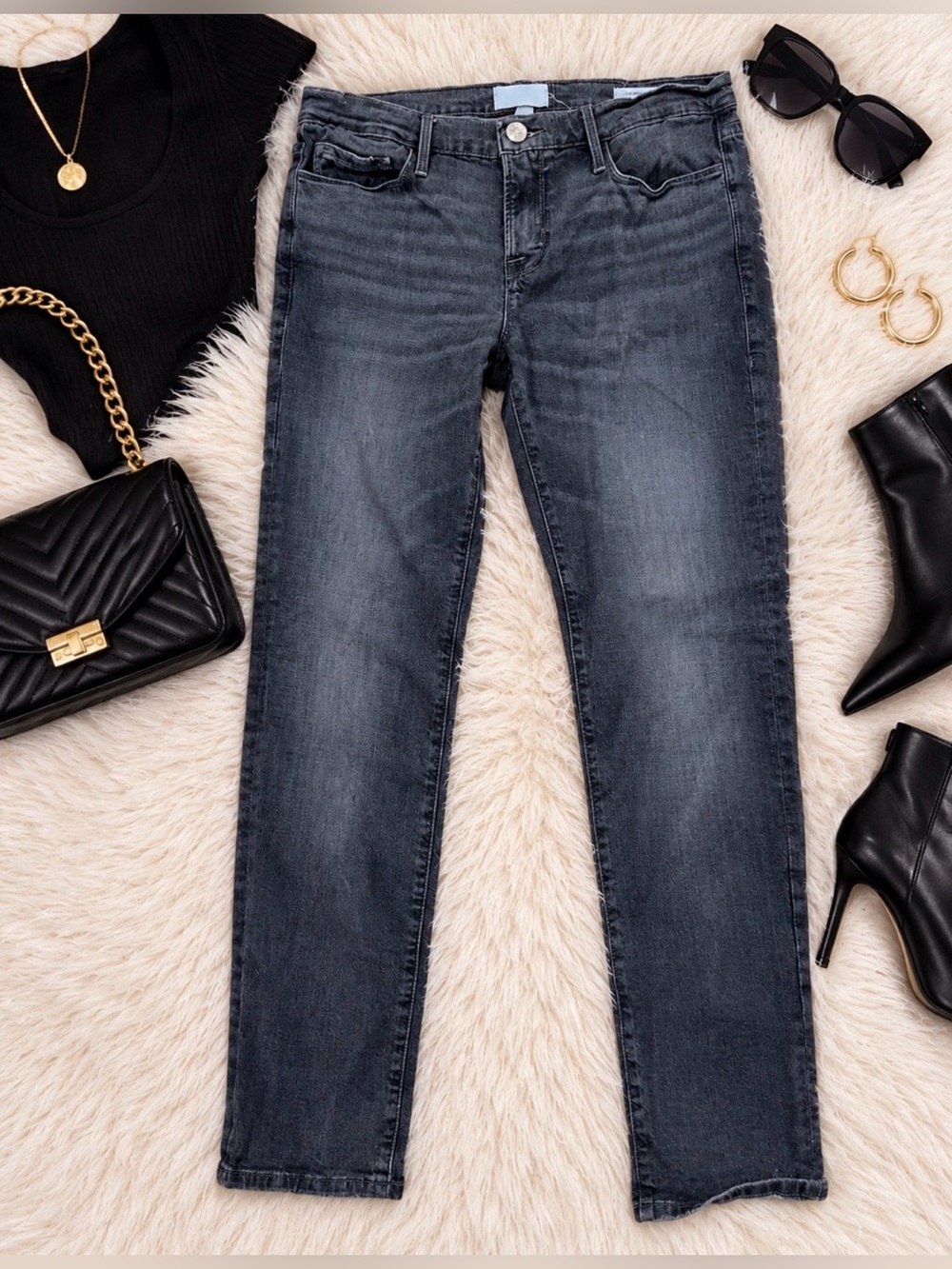 Le Garcon Mid Rise Boyfriend Jeans In Black Oak